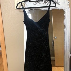 Black velvet studded dress